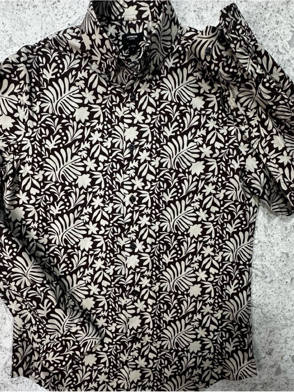 Express Black & Cream Floral Button-Down Shirt Jacket
